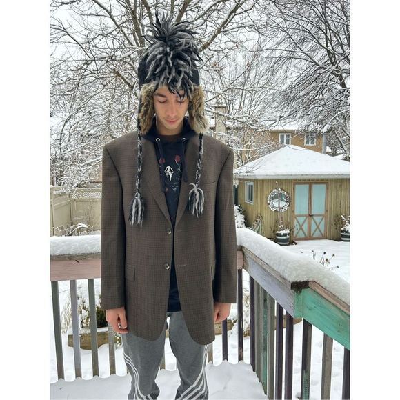 Nautica sports jacket suit plaid brown size 44R fully lined - Picture 15 of 16